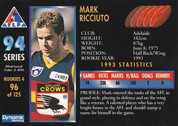 1994 Dynamic AFLPA #96 Mark Ricciuto Back